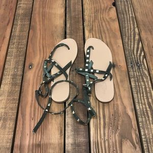 Charlotte Russe size 7 olive green studded sandals